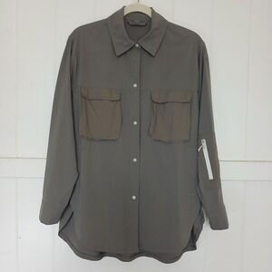 Lululemon Woven Air Shirt Jacket Long Sleeve Snap Shacket Women's 6 Tan